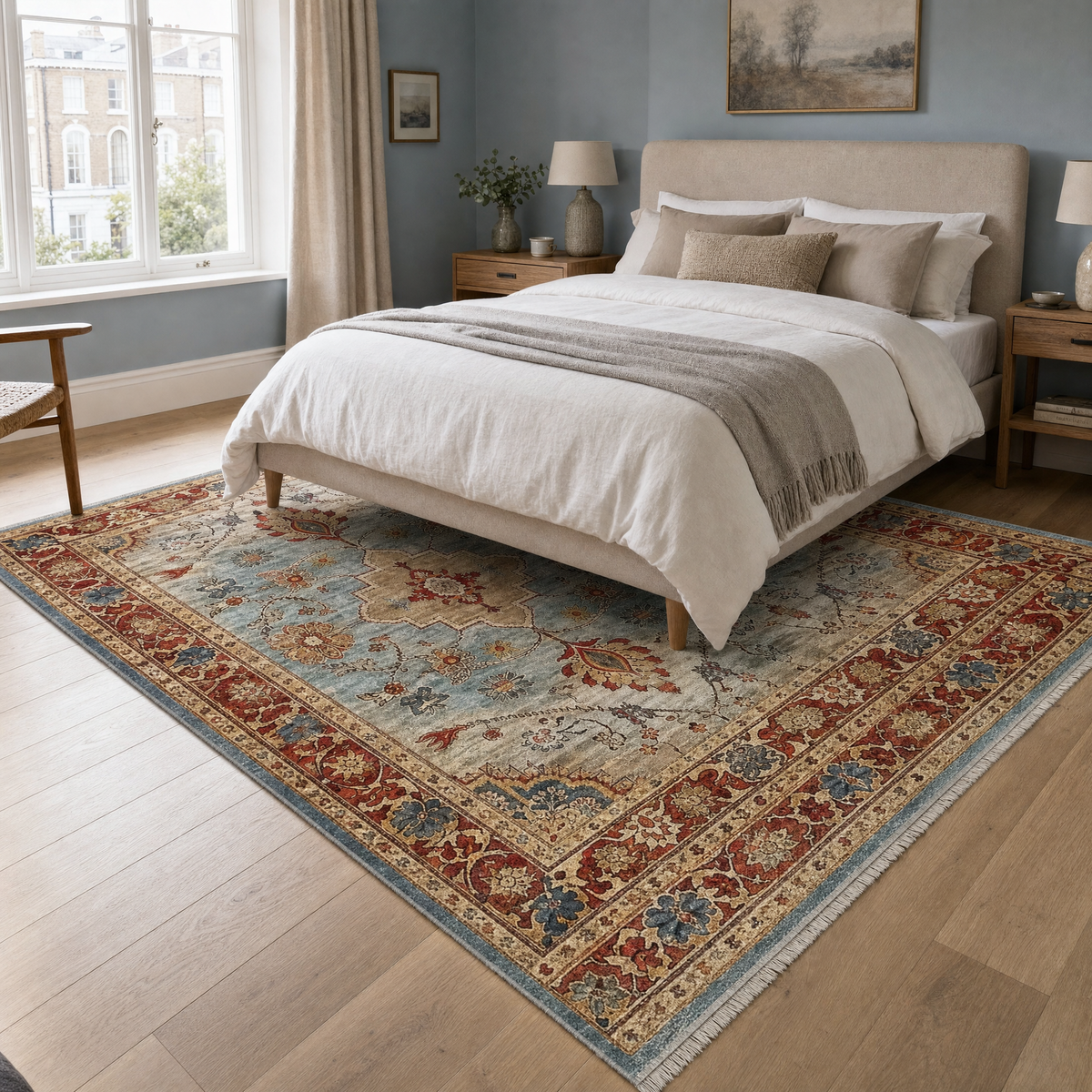 Tapis Géométrique Moderne Crème et Blanc Lavable Jade, vue 5