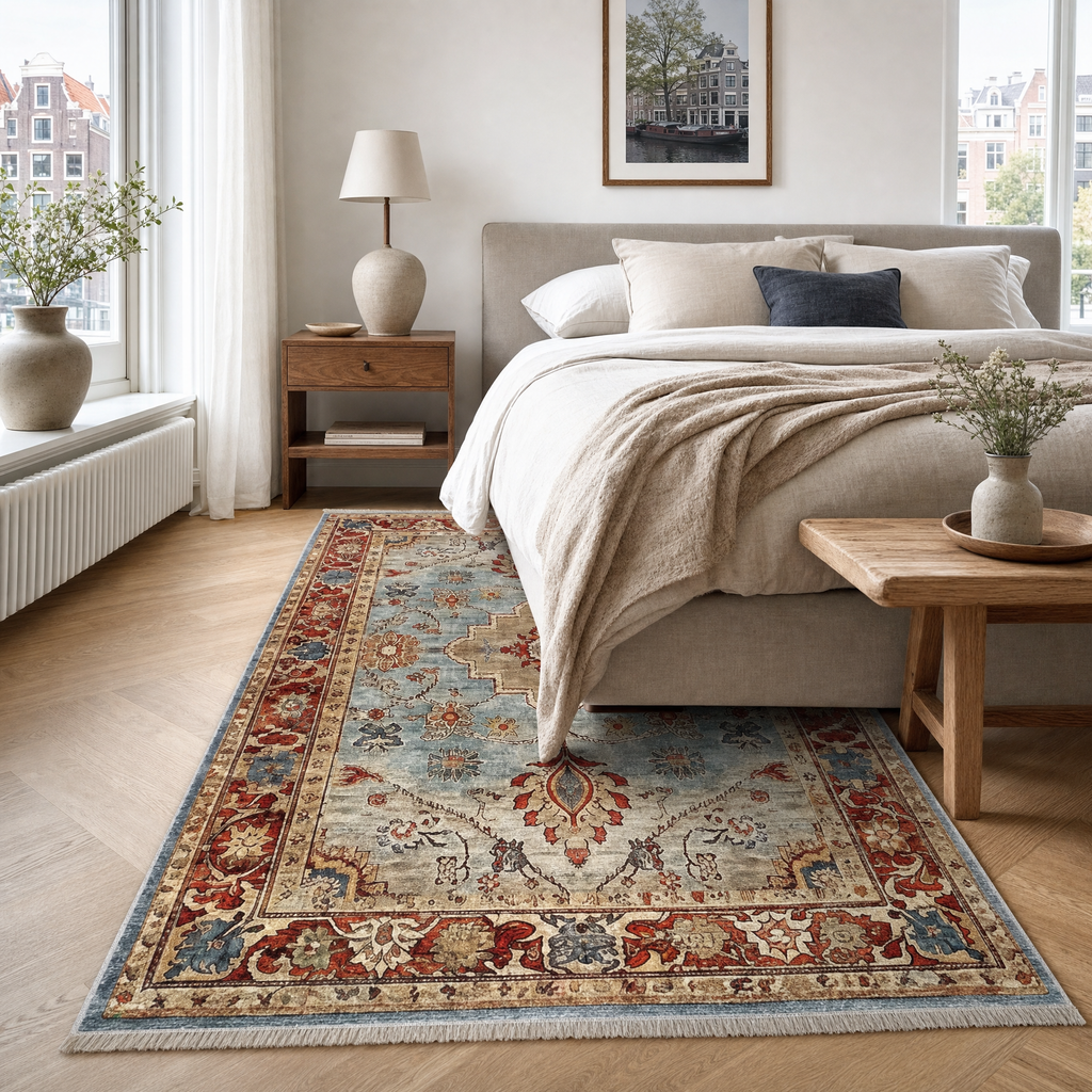 Tapis Géométrique Moderne Crème et Blanc Lavable Jade, vue 6