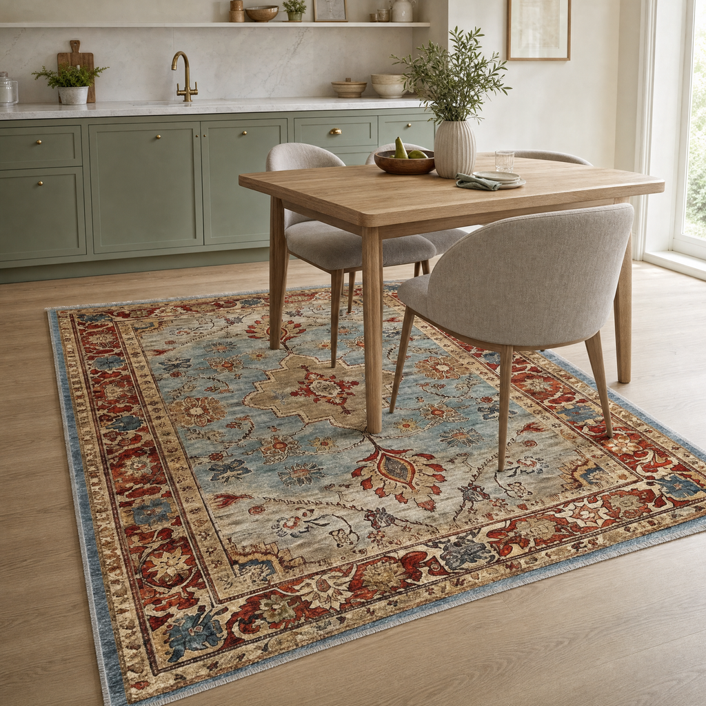 Tapis Géométrique Moderne Crème et Blanc Lavable Jade, vue 7