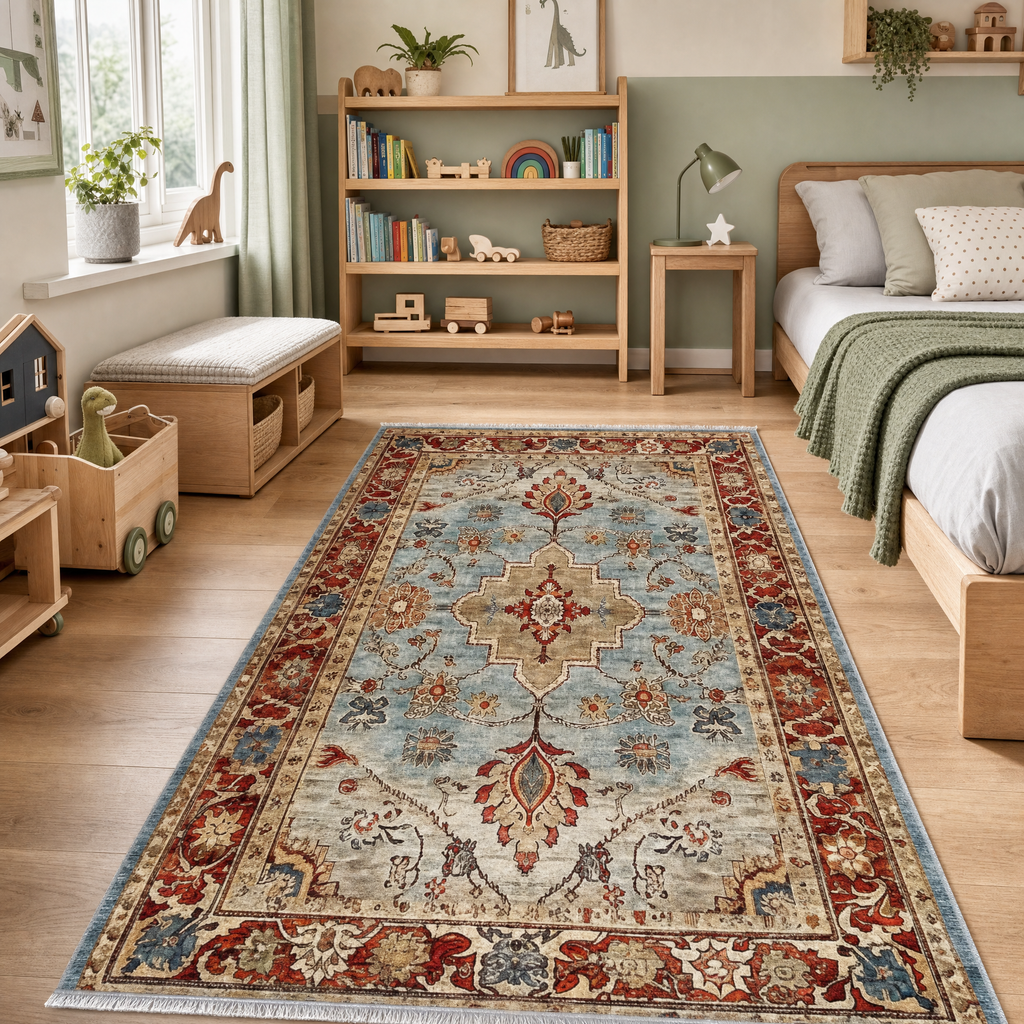 Tapis Géométrique Moderne Crème et Blanc Lavable Jade, vue 8