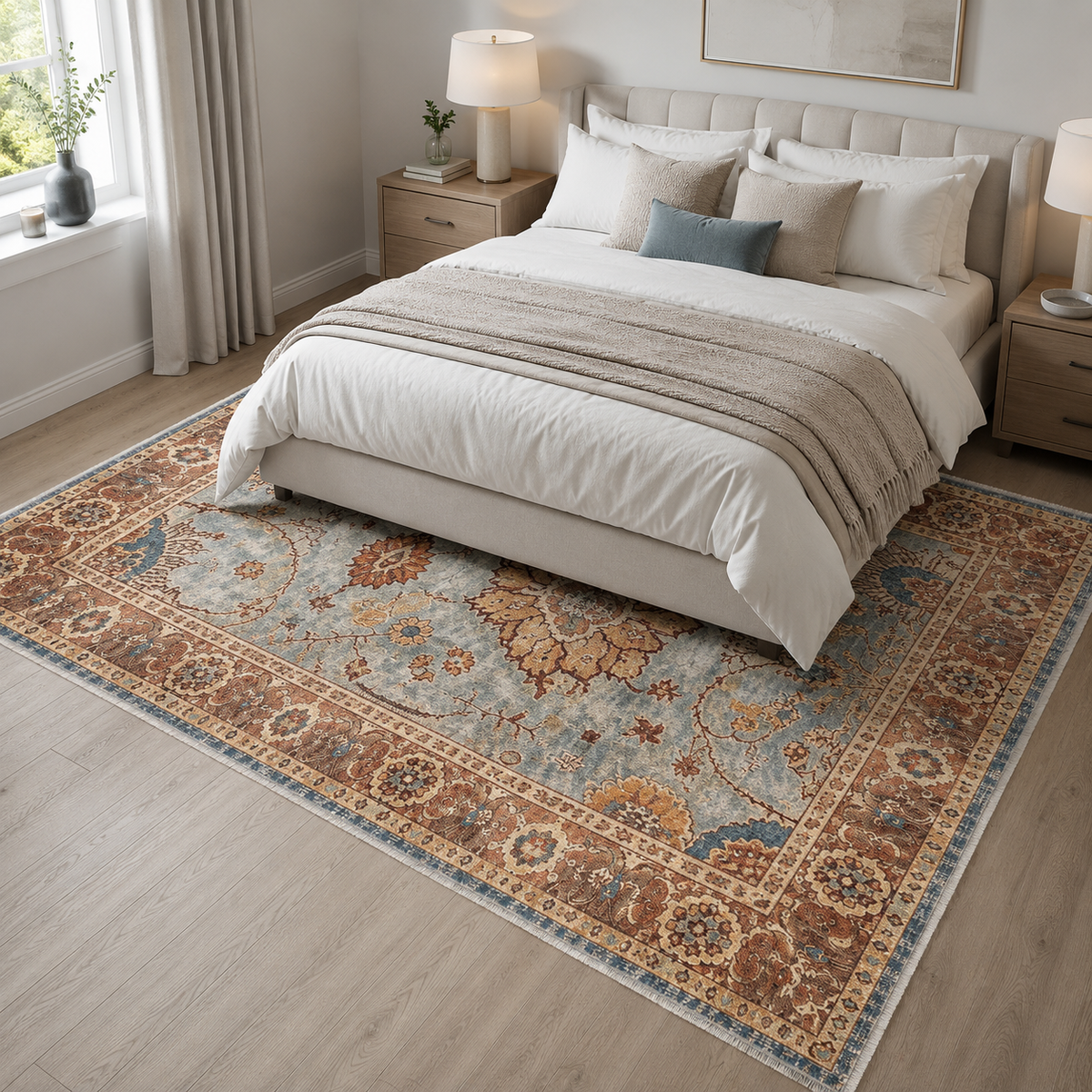 Tapis Classique Bleu Marine Lavable Faustine, vue 5