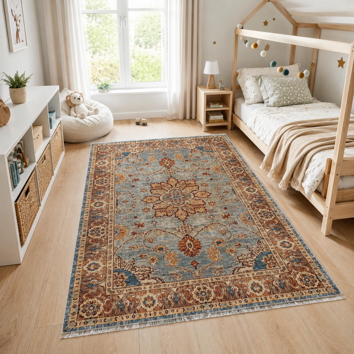 Tapis Classique Bleu Marine Lavable Faustine, vue 7