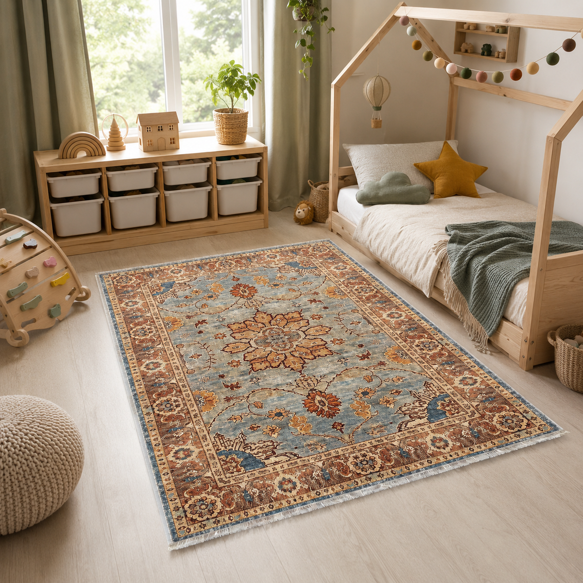 Tapis Classique Bleu Marine Lavable Faustine, vue 8