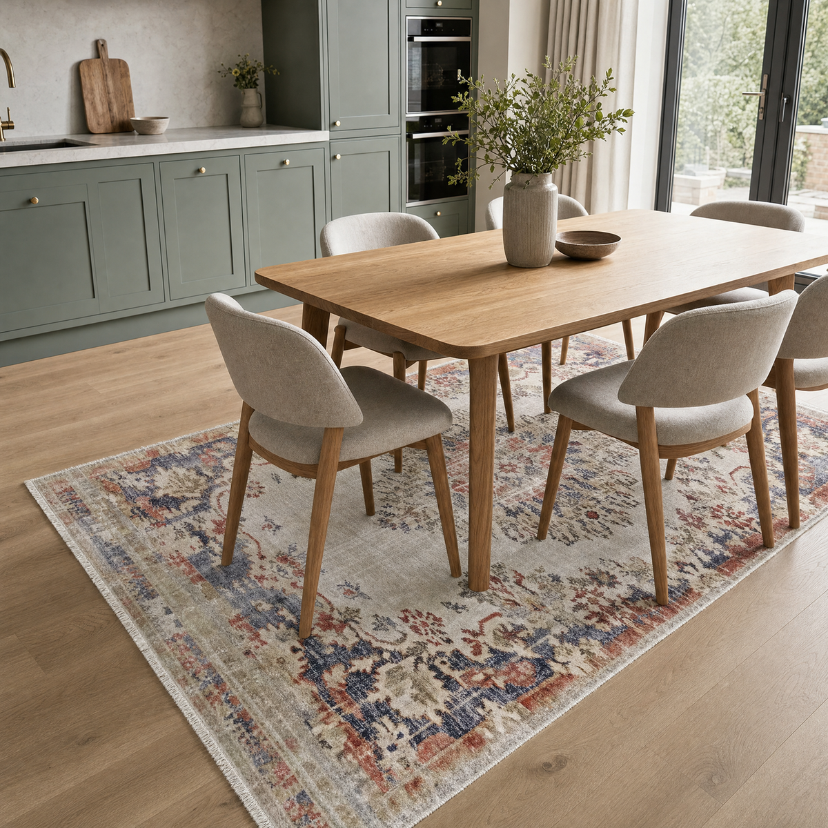 Tapis Classique Vintage Gris Lavable Aïda, vue 8