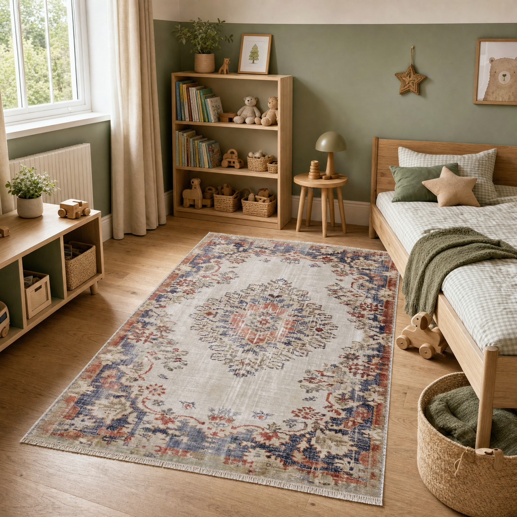 Tapis Classique Vintage Gris Lavable Aïda, vue 9