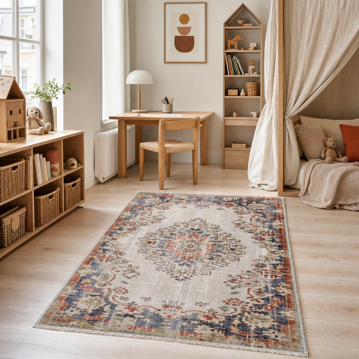 Tapis Classique Vintage Gris Lavable Aïda, vue 10