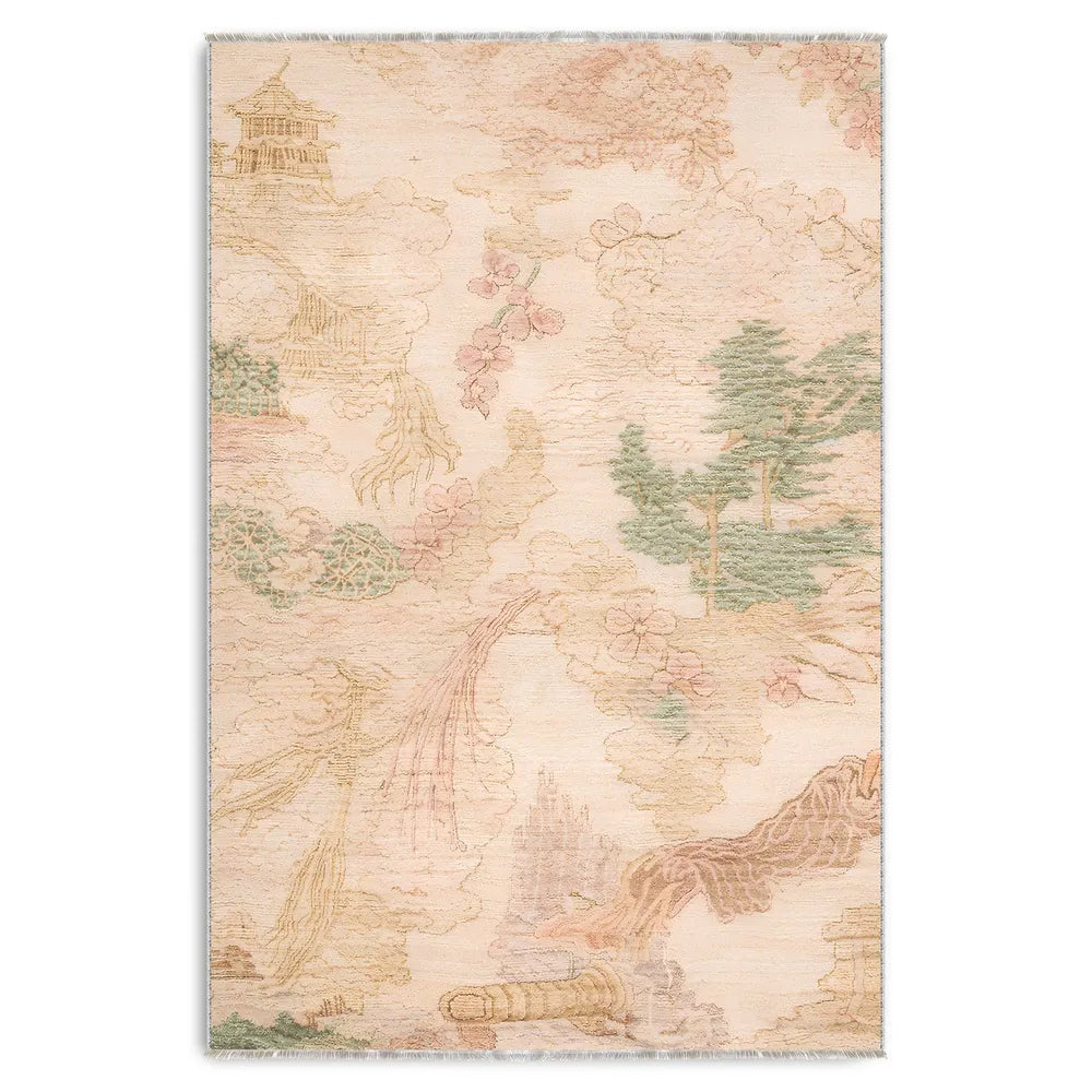 Tapis Abstrait Crème et Blanc Lavable Hermine, vue 10