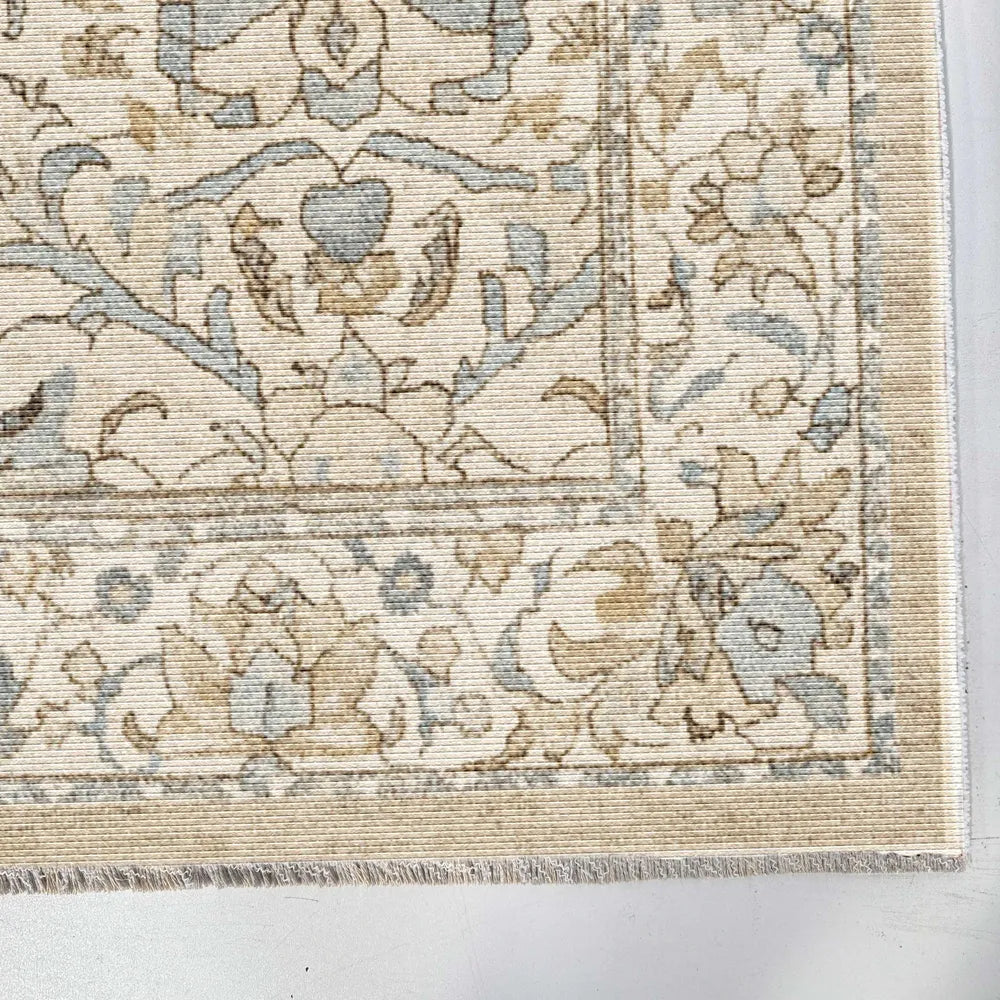 Tapis Géométrique Vintage Crème et Blanc Lavable Coline, vue 3