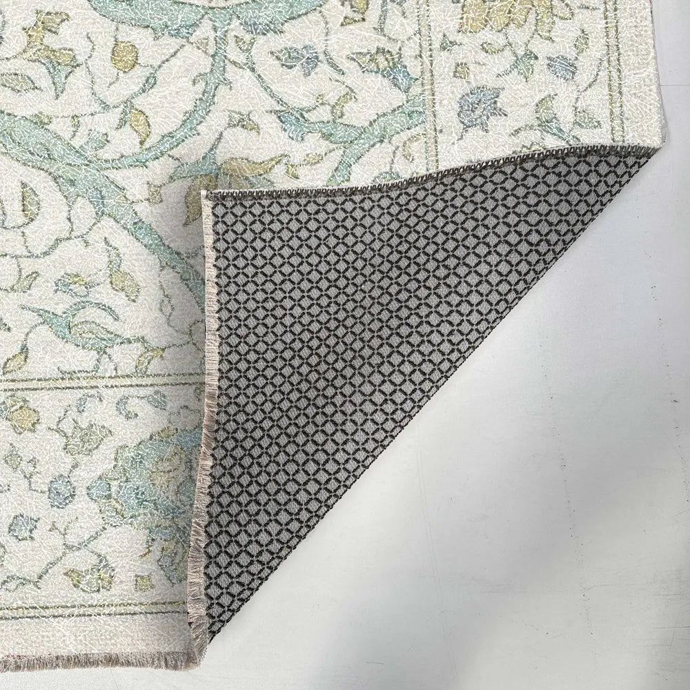 Tapis Classique Vintage Crème et Blanc Lavable Lison, vue 4