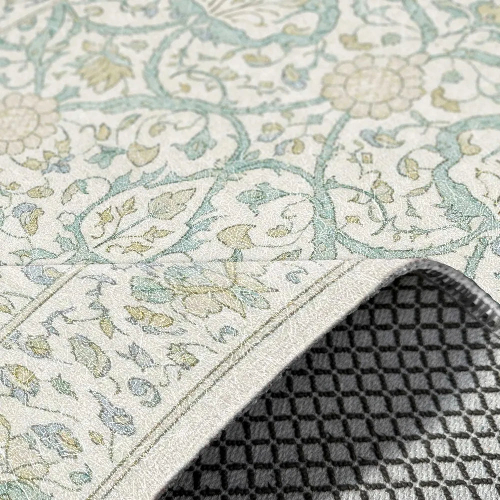 Tapis Classique Vintage Crème et Blanc Lavable Lison, vue 5