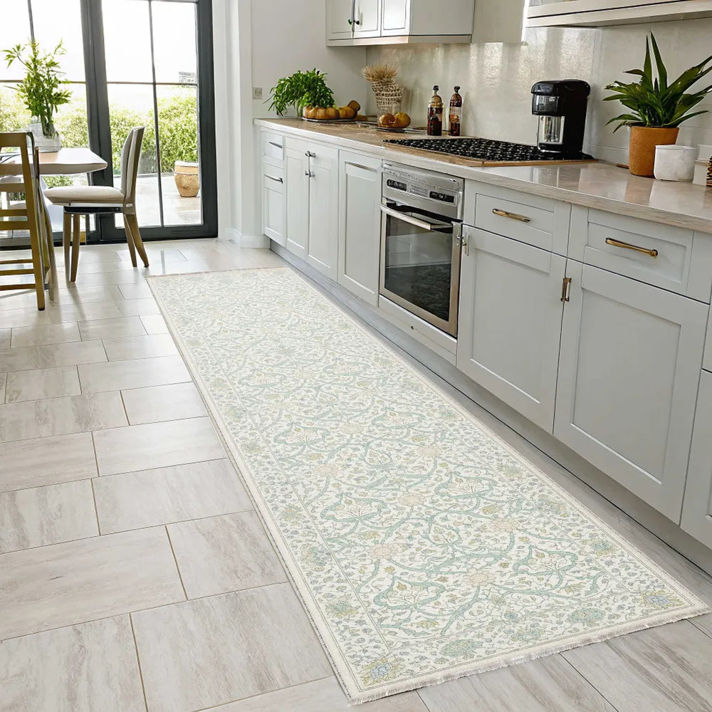 Tapis Classique Vintage Crème et Blanc Lavable Lison, vue 6