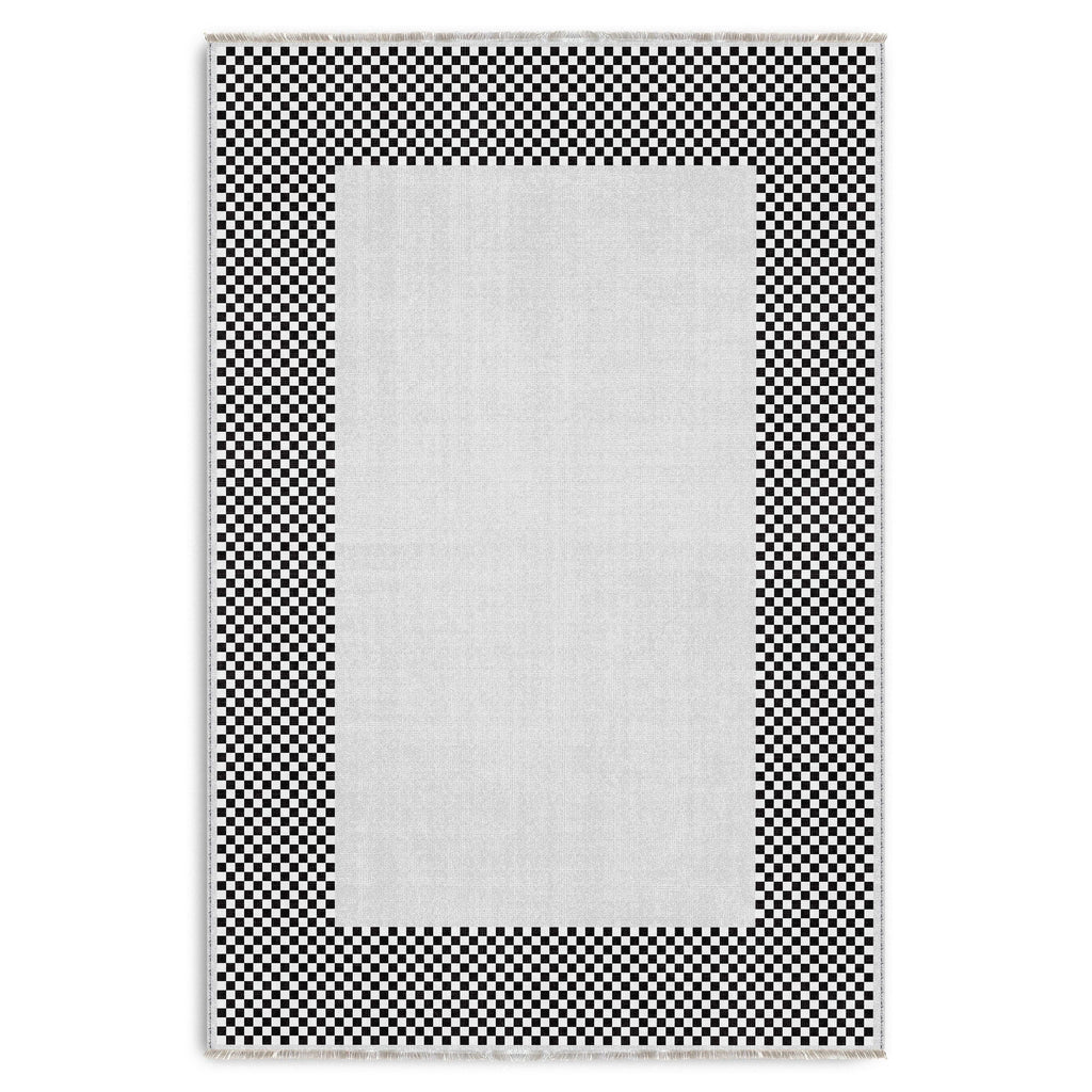 Tapis Géométrique Moderne Crème et Blanc Lavable Yuna, vue 10