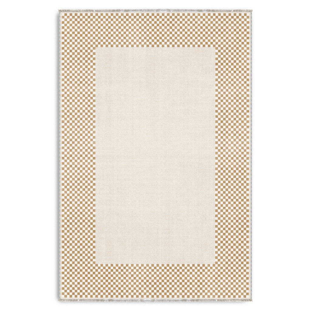 Tapis Géométrique Moderne Crème et Blanc Lavable Suzanne, vue 10