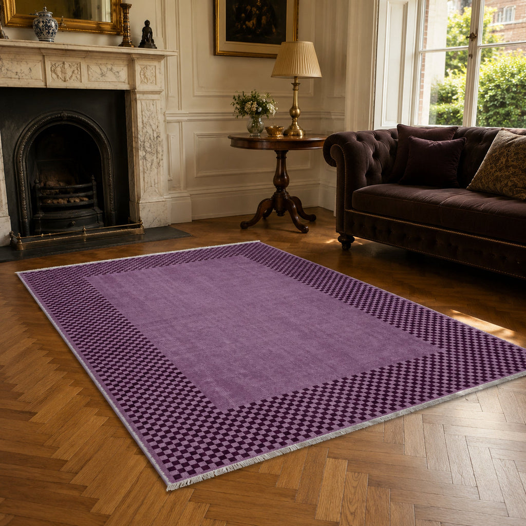 Tapis Géométrique Moderne Gris Lavable Zélie, vue principale