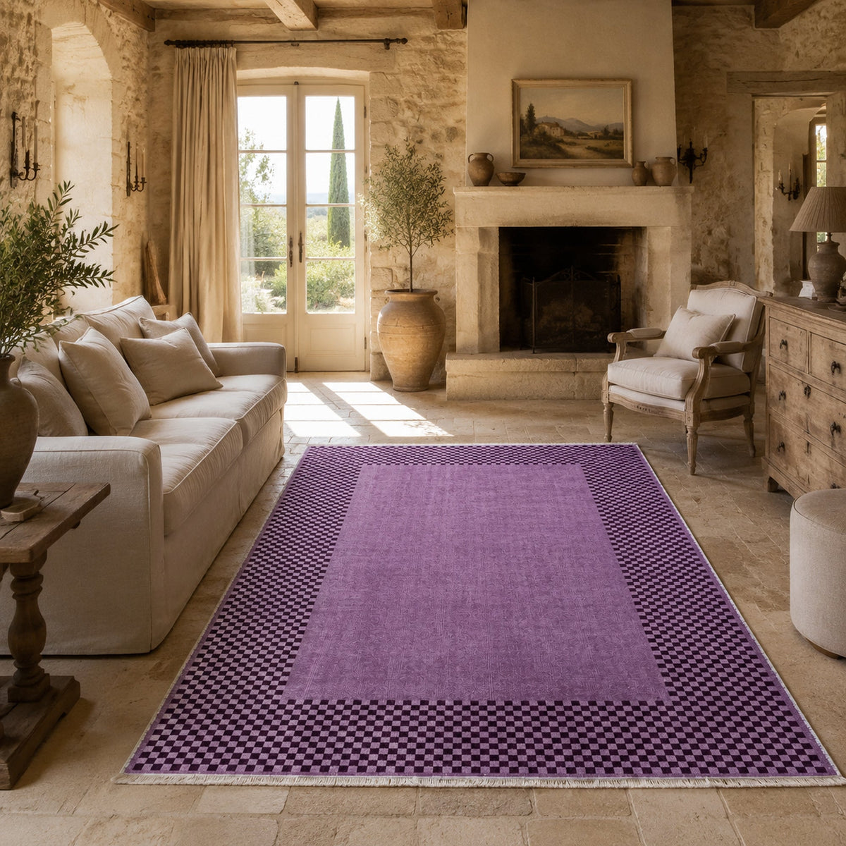 Tapis Géométrique Moderne Gris Lavable Zélie, vue 3