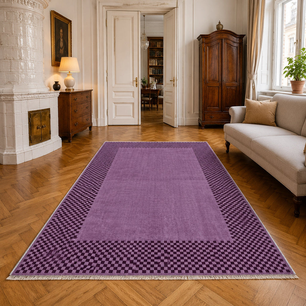 Tapis Géométrique Moderne Gris Lavable Zélie, vue 5