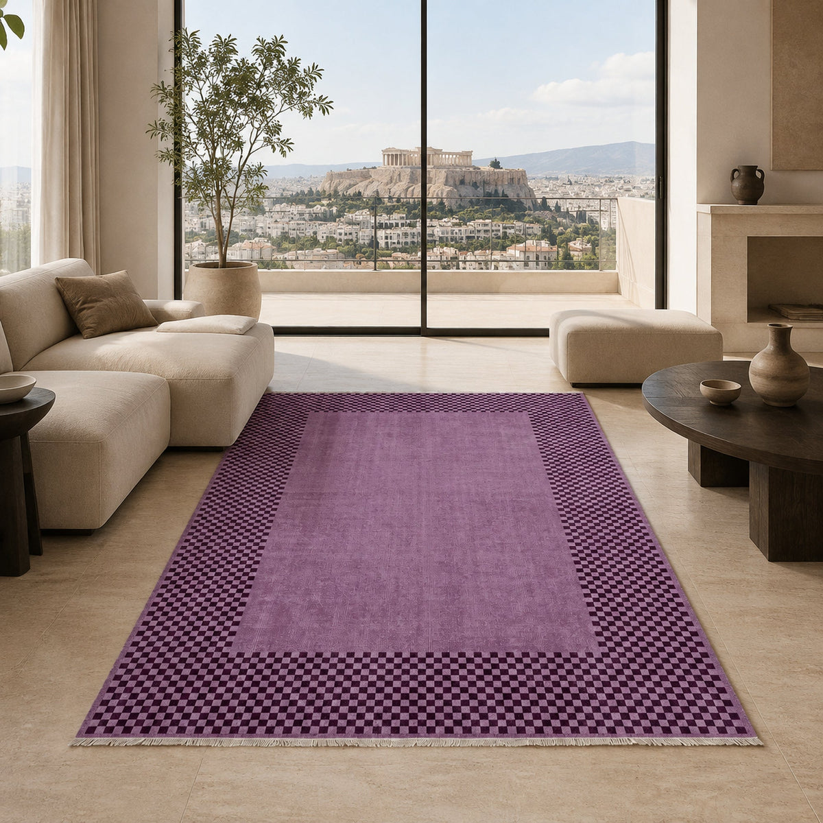 Tapis Géométrique Moderne Gris Lavable Zélie, vue 6