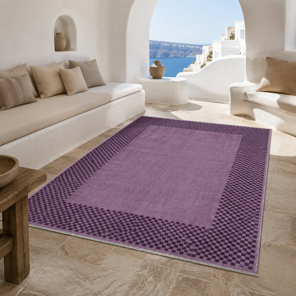 Tapis Géométrique Moderne Gris Lavable Zélie, vue 7