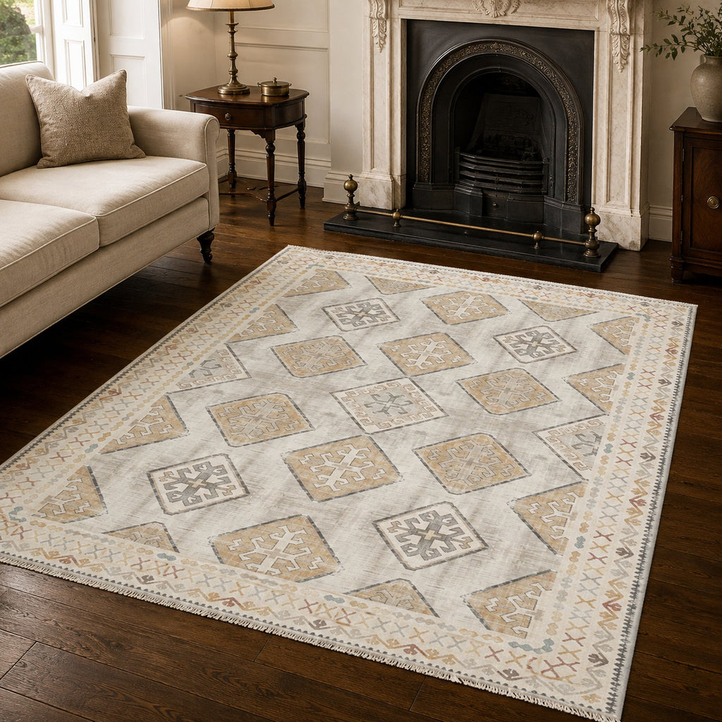 Tapis Classique Crème et Blanc Lavable Pamina, vue 3