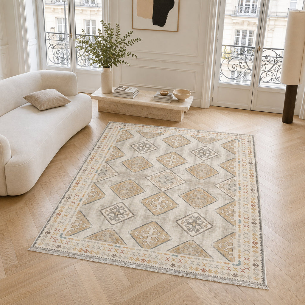 Tapis Classique Crème et Blanc Lavable Pamina, vue 4