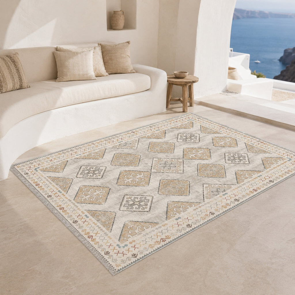 Tapis Classique Crème et Blanc Lavable Pamina, vue 8