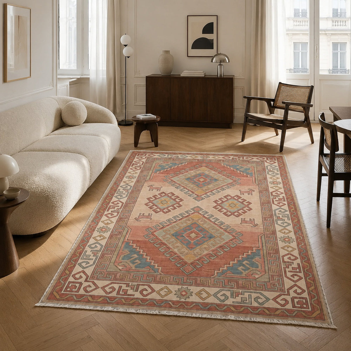 Tapis Ethnique Bleu Marine Lavable Bastia, vue 5