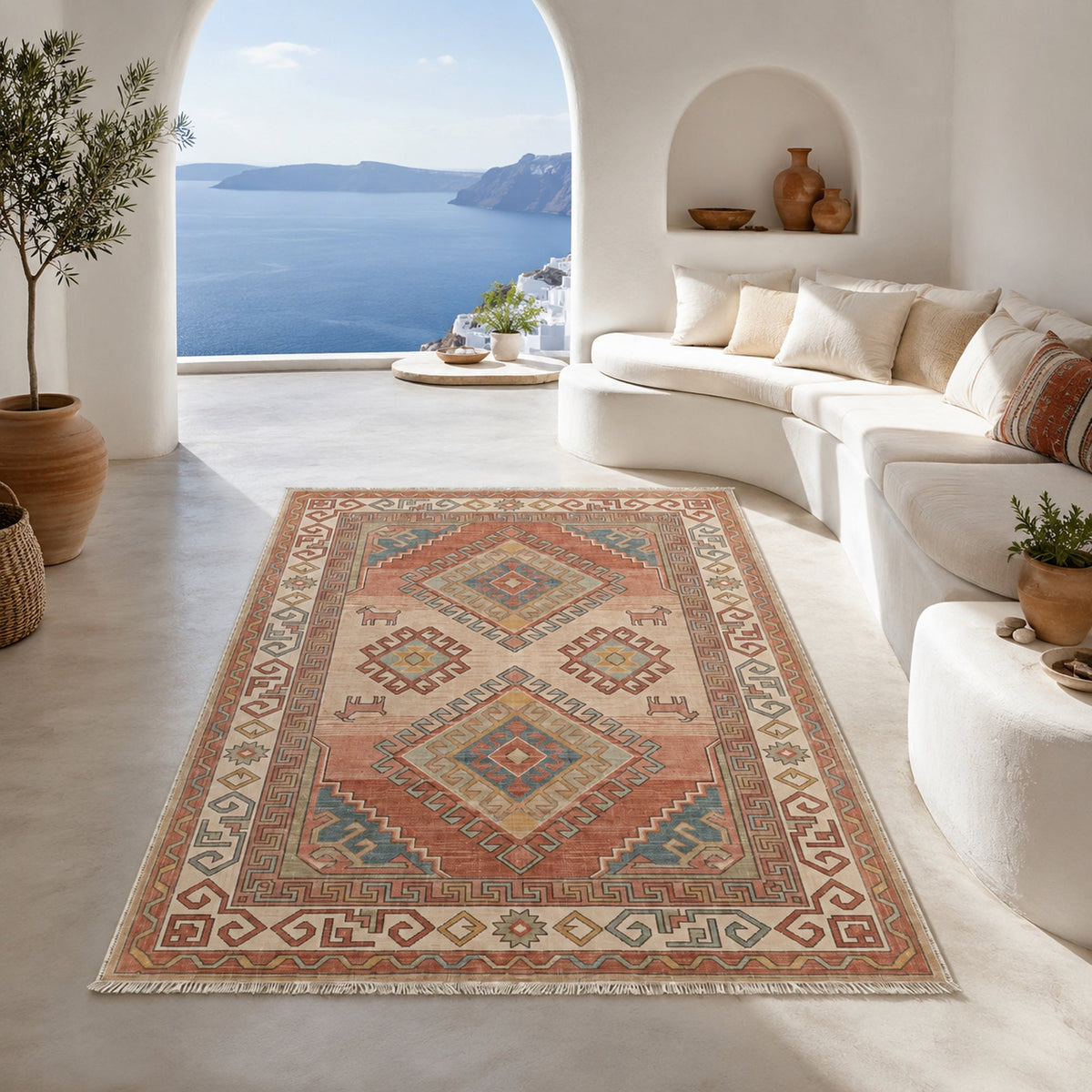 Tapis Ethnique Bleu Marine Lavable Bastia, vue 7