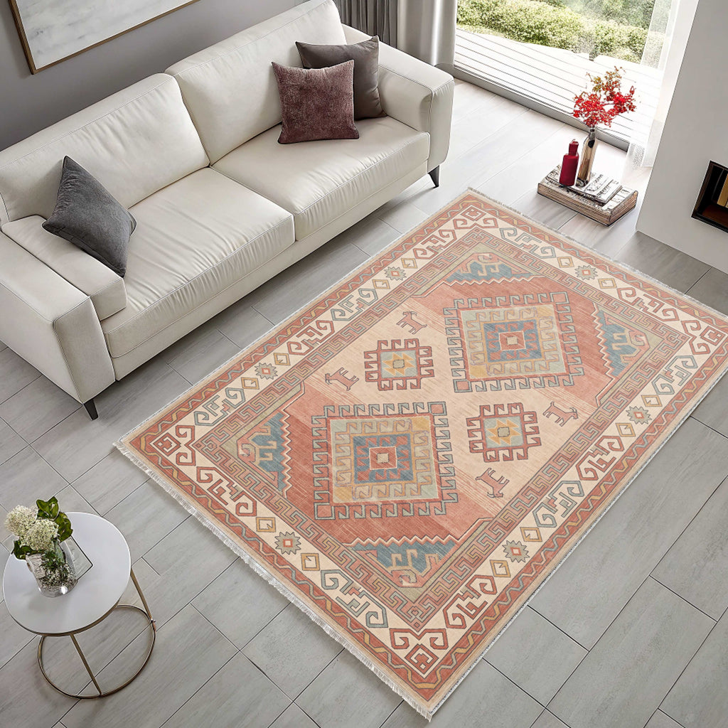 Tapis Ethnique Bleu Marine Lavable Liora, vue 9