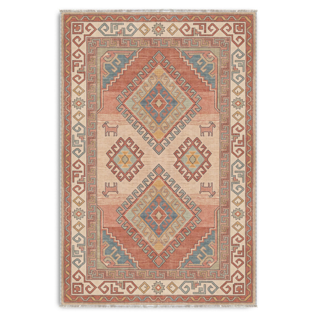 Tapis Ethnique Bleu Marine Lavable Liora, vue 10