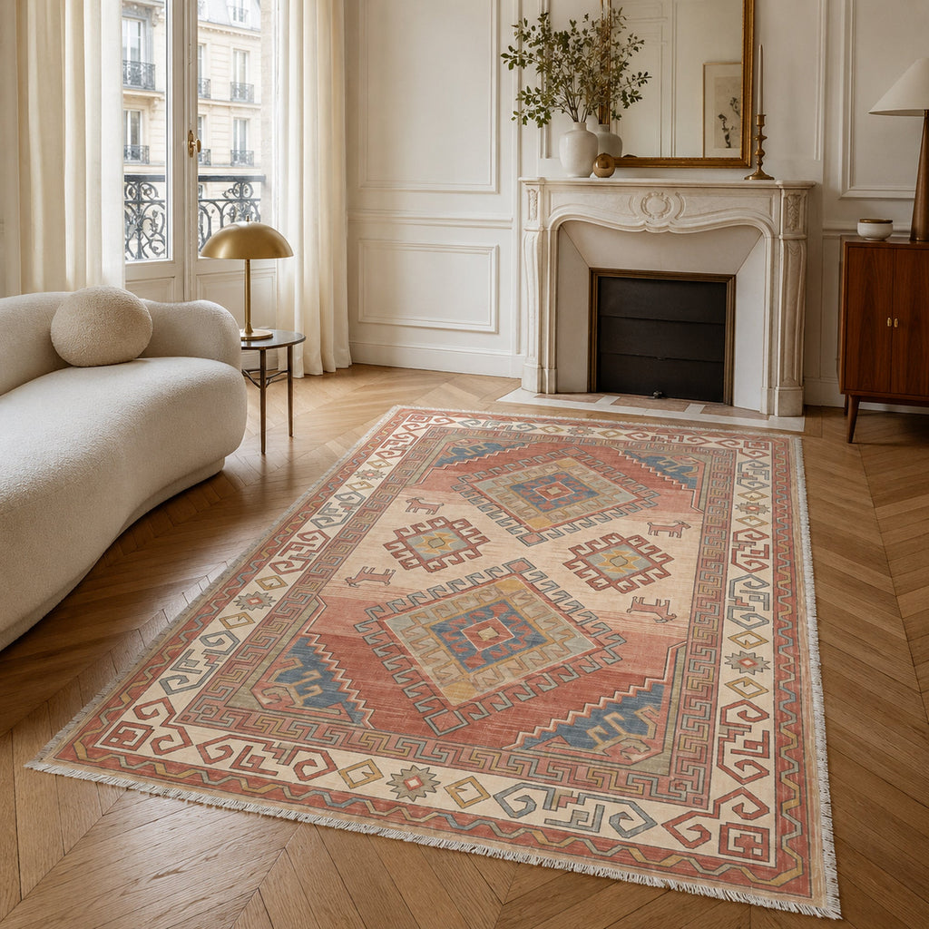 Tapis Ethnique Bleu Marine Lavable Liora, vue 3