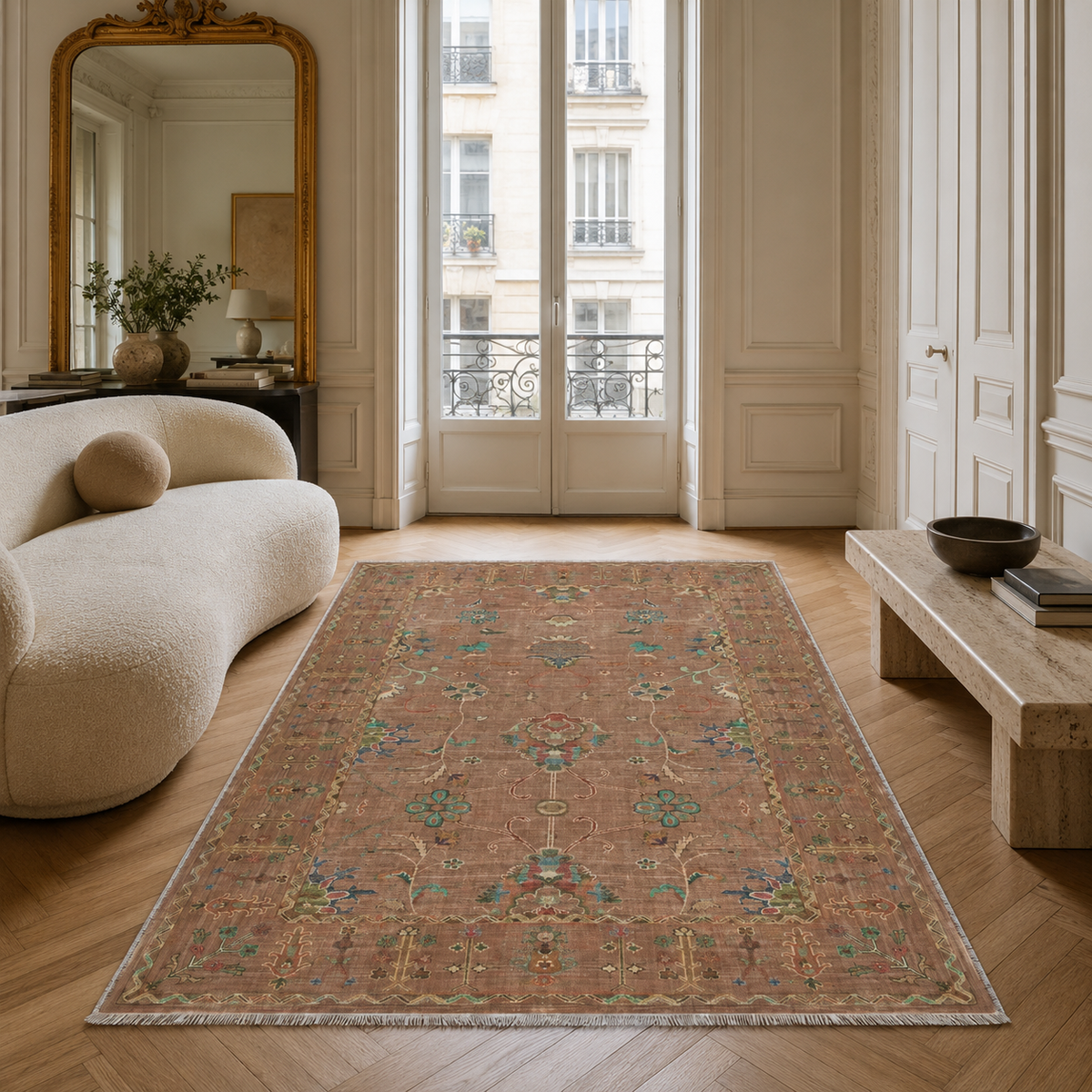 Tapis Classique Bleu Marine Lavable Anouk, vue 4