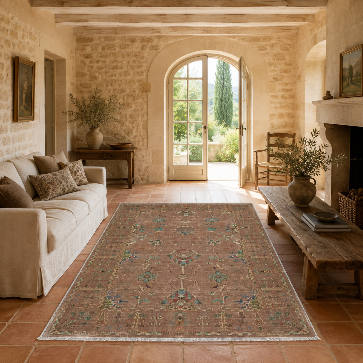 Tapis Classique Bleu Marine Lavable Anouk, vue 5