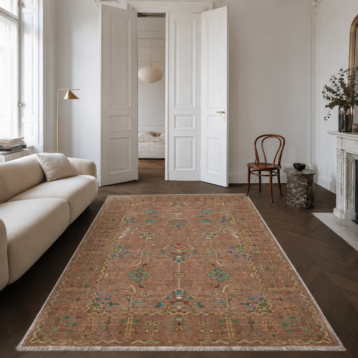 Tapis Classique Bleu Marine Lavable Anouk, vue 6
