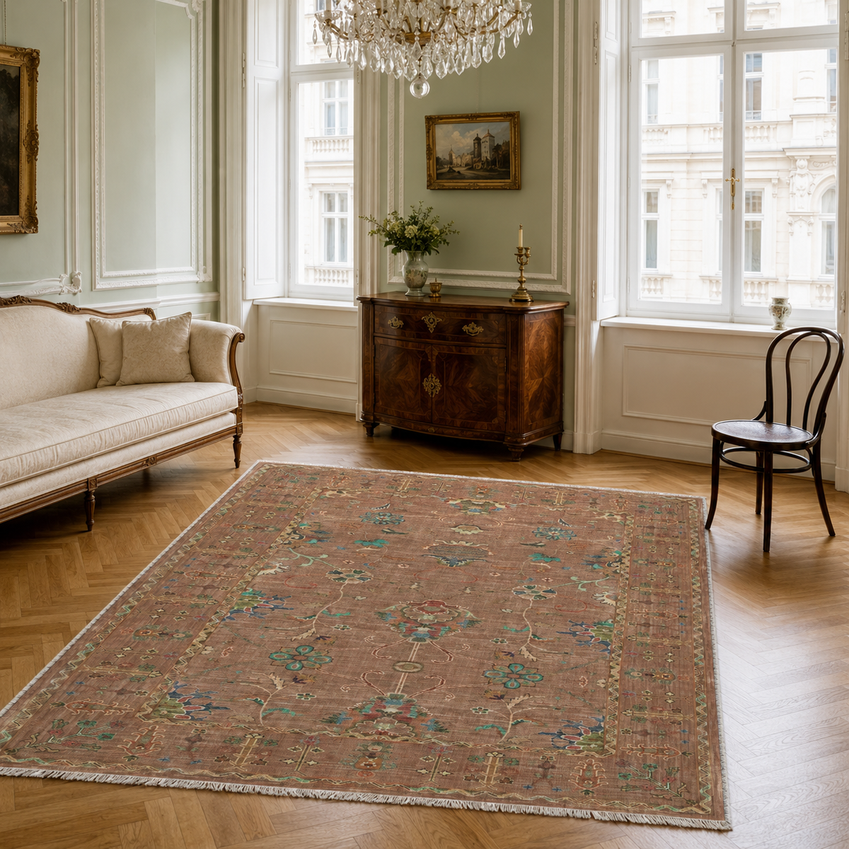 Tapis Classique Bleu Marine Lavable Anouk, vue 7
