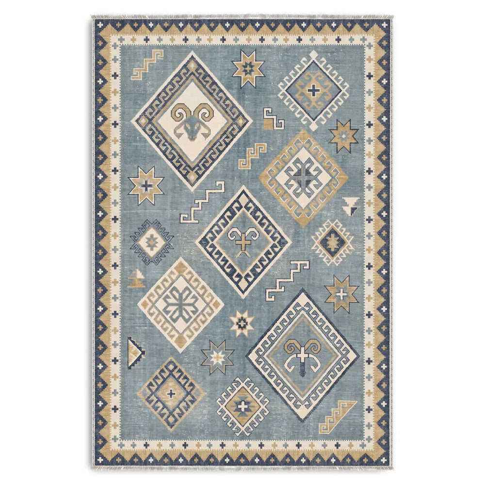 Tapis Ethnique Vintage Crème et Blanc Lavable Riva, vue 10