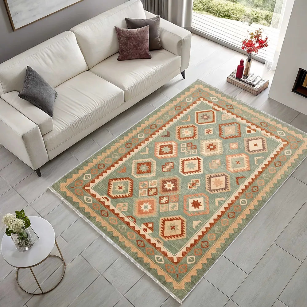 Tapis Ethnique Vintage Gris Lavable Éloi, vue 4
