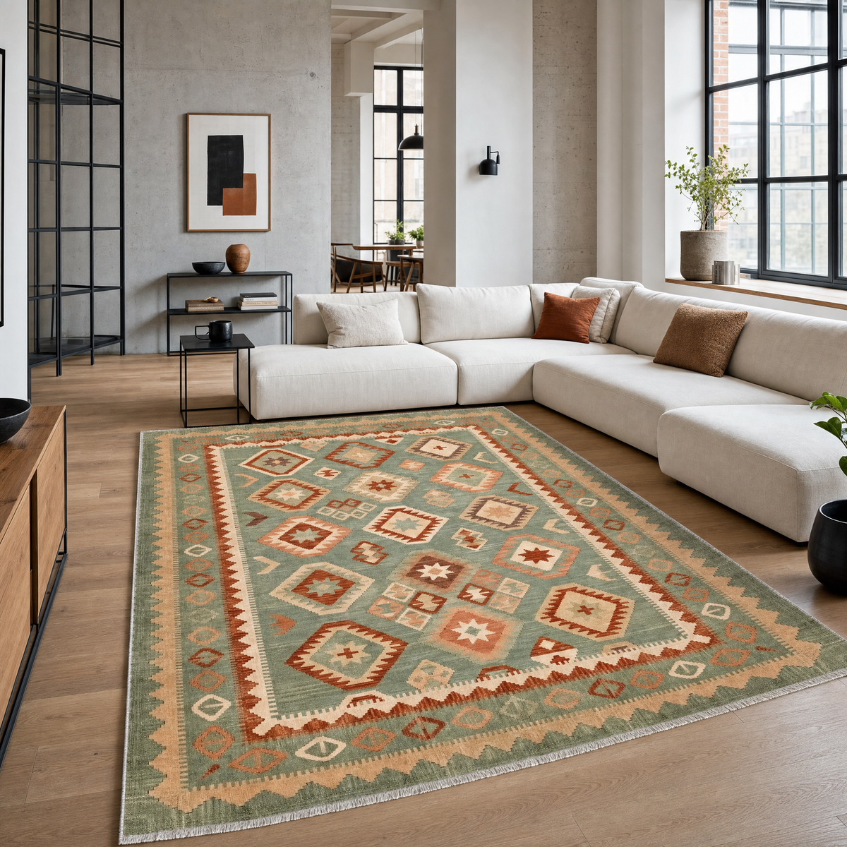 Tapis Ethnique Vintage Gris Lavable Éloi, vue 3