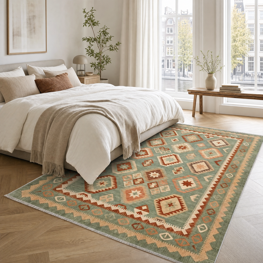 Tapis Ethnique Vintage Gris Lavable Éloi, vue 7