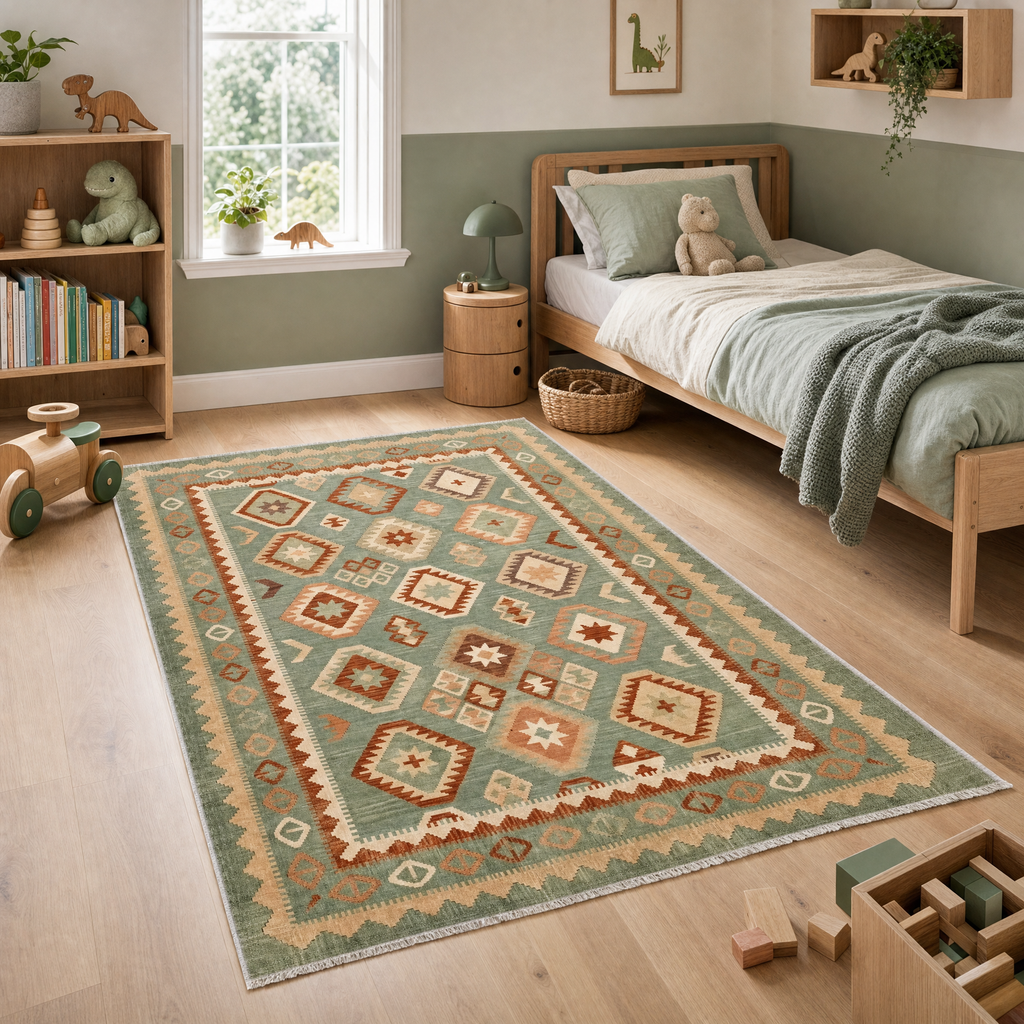 Tapis Ethnique Vintage Gris Lavable Éloi, vue 9