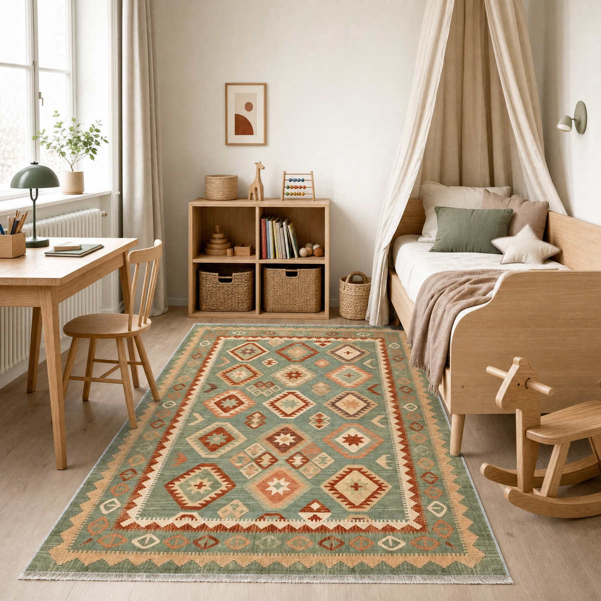 Tapis Ethnique Vintage Gris Lavable Éloi, vue 10