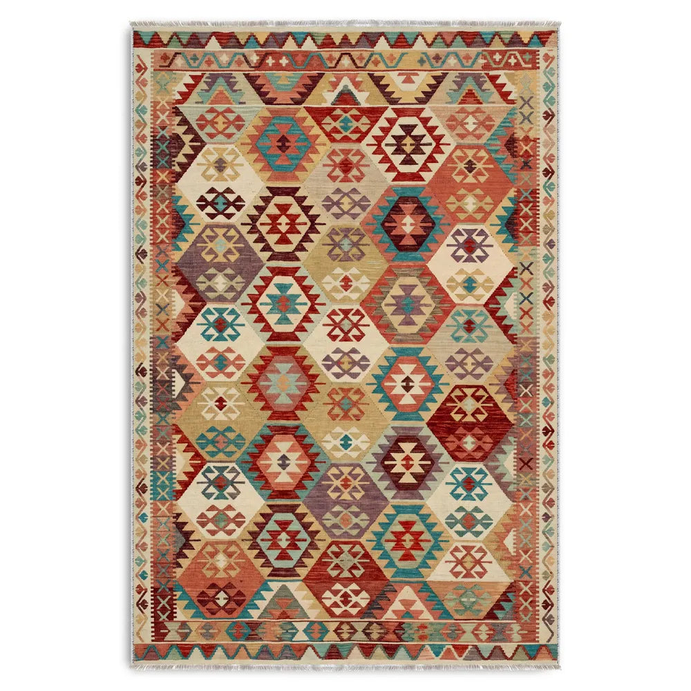 Tapis Ethnique Crème et Blanc Lavable Zélia, vue 5