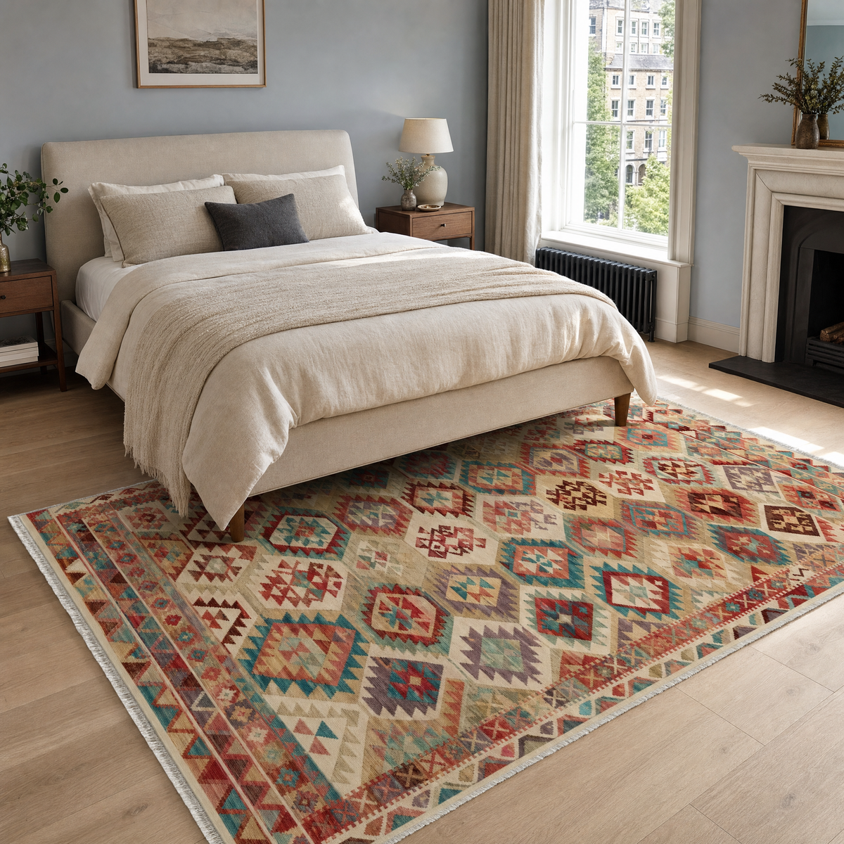 Tapis Ethnique Crème et Blanc Lavable Zélia, vue 6