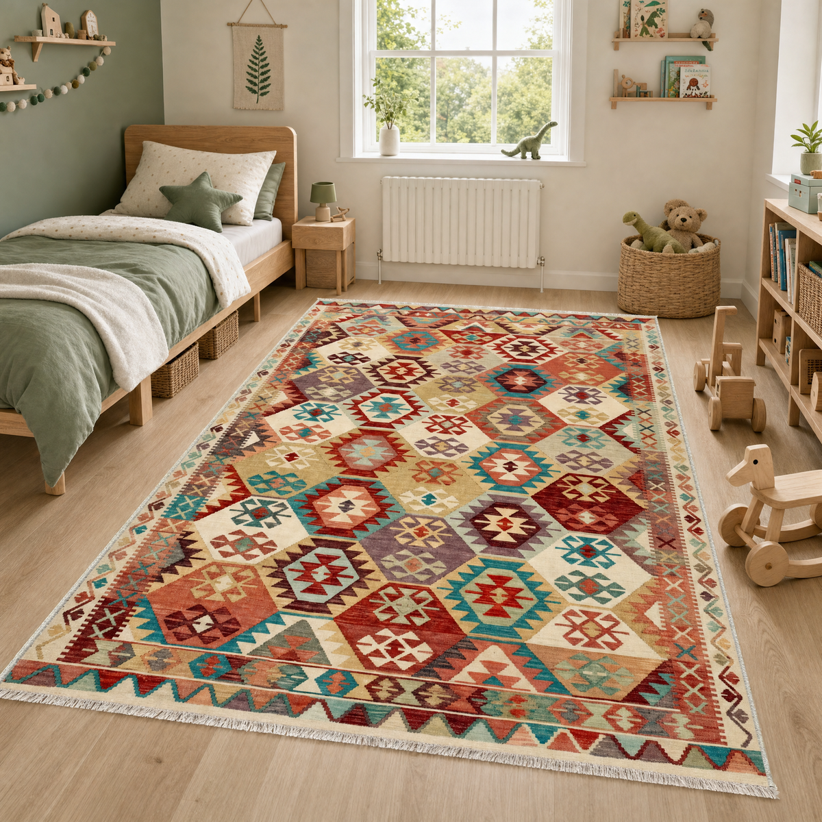 Tapis Ethnique Crème et Blanc Lavable Zélia, vue 9