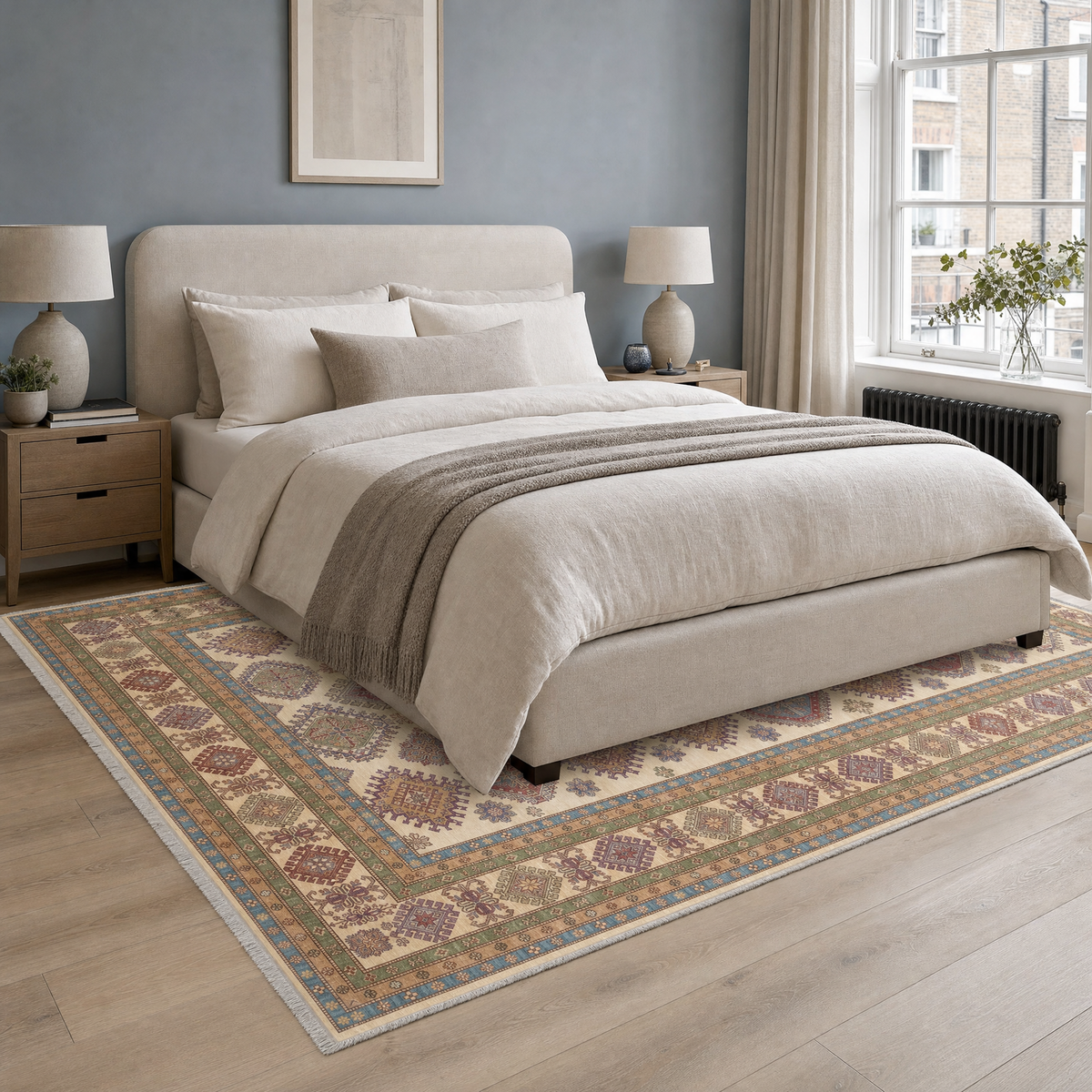 Tapis Ethnique Crème et Blanc Lavable Adèle, vue 6