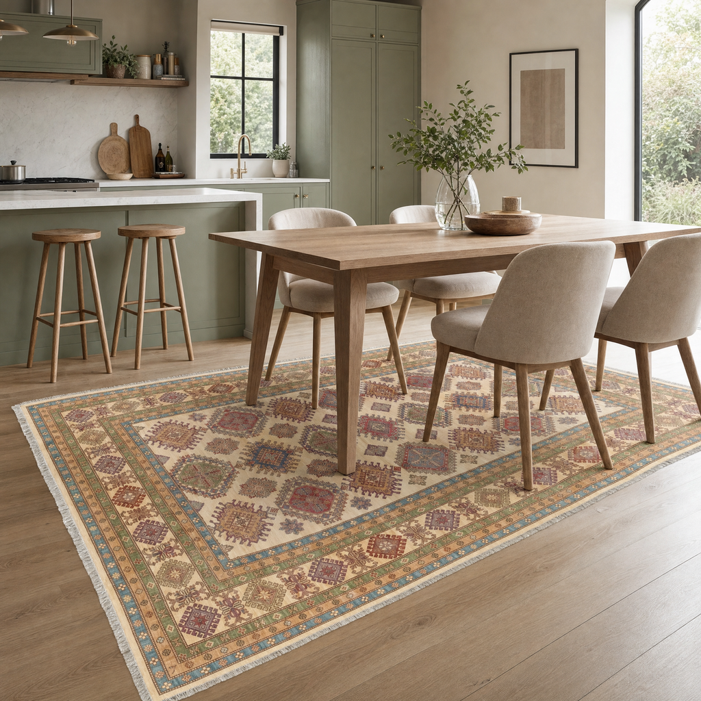 Tapis Ethnique Crème et Blanc Lavable Adèle, vue 8