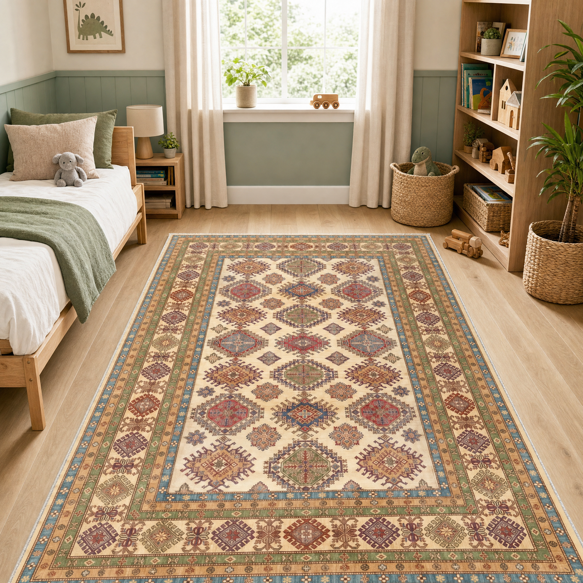 Tapis Ethnique Crème et Blanc Lavable Adèle, vue 9