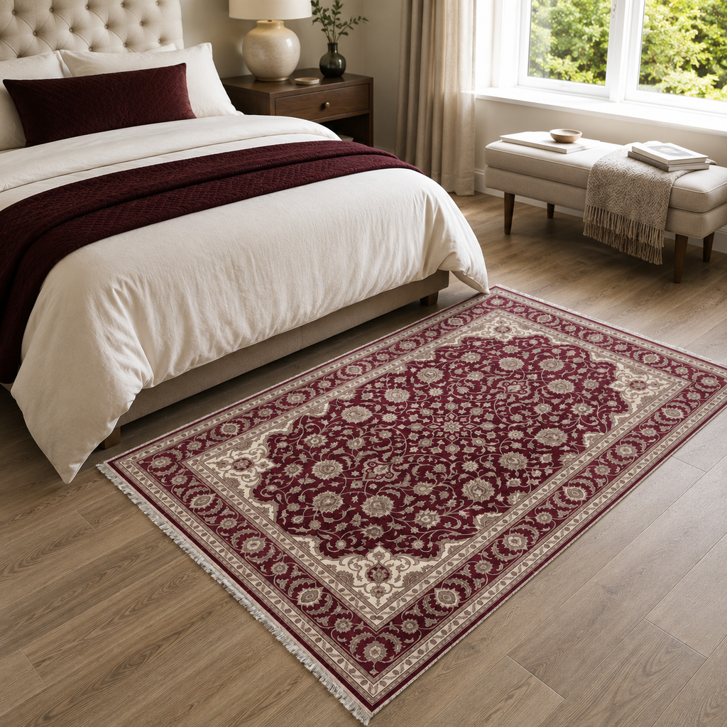 Tapis Classique Vintage Crème et Blanc Lavable Basile, vue 5