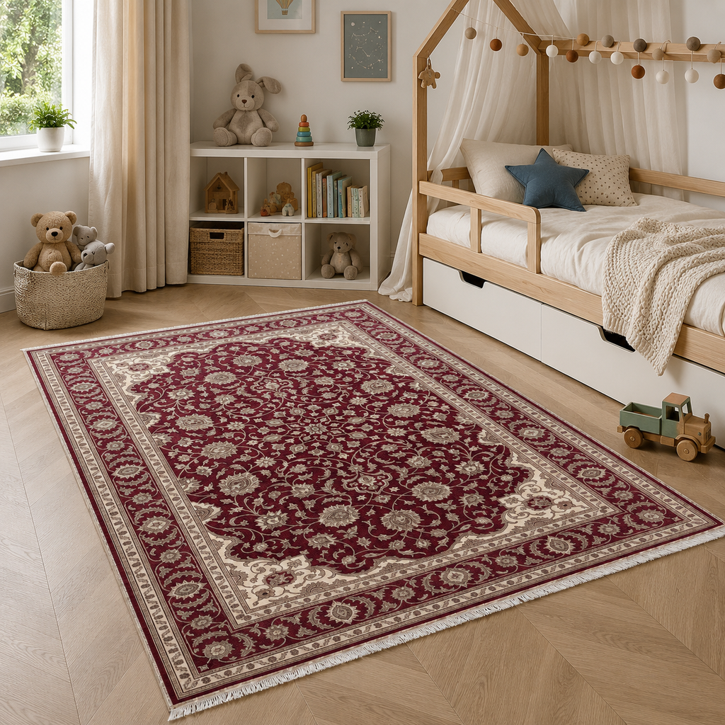 Tapis Classique Vintage Crème et Blanc Lavable Basile, vue 6