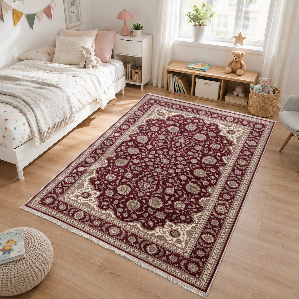 Tapis Classique Vintage Crème et Blanc Lavable Basile, vue 7
