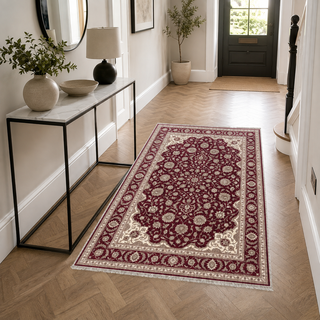 Tapis Classique Vintage Crème et Blanc Lavable Basile, vue 8